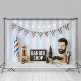 Aperturee - Aperturee Barber Shop Light Flags Photo Cake Smash Backdrop